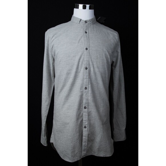 NWT - Men's Zanerobe 7FT Tuck Gray Melange Button Up Shirt Sz Medium - Picture 1 of 6